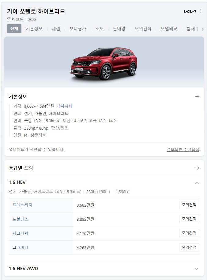 쏘렌토-네이버