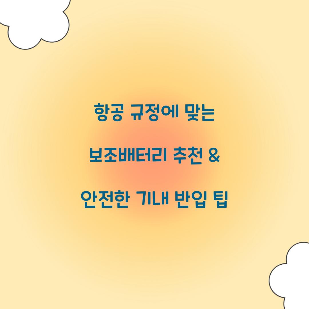 항공 규정에 맞는 보조배터리 추천