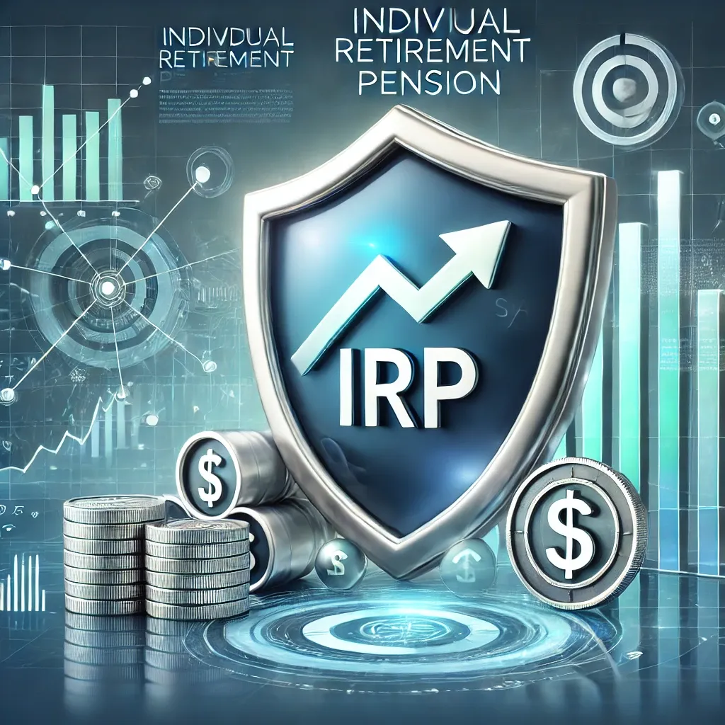 보호를 상징하는 방패와 성장 그래프가 포함된 IRP 이미지