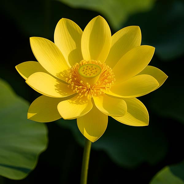 황금련 꽃잎과 꽃술의 디테일을 담은 접사 이미지