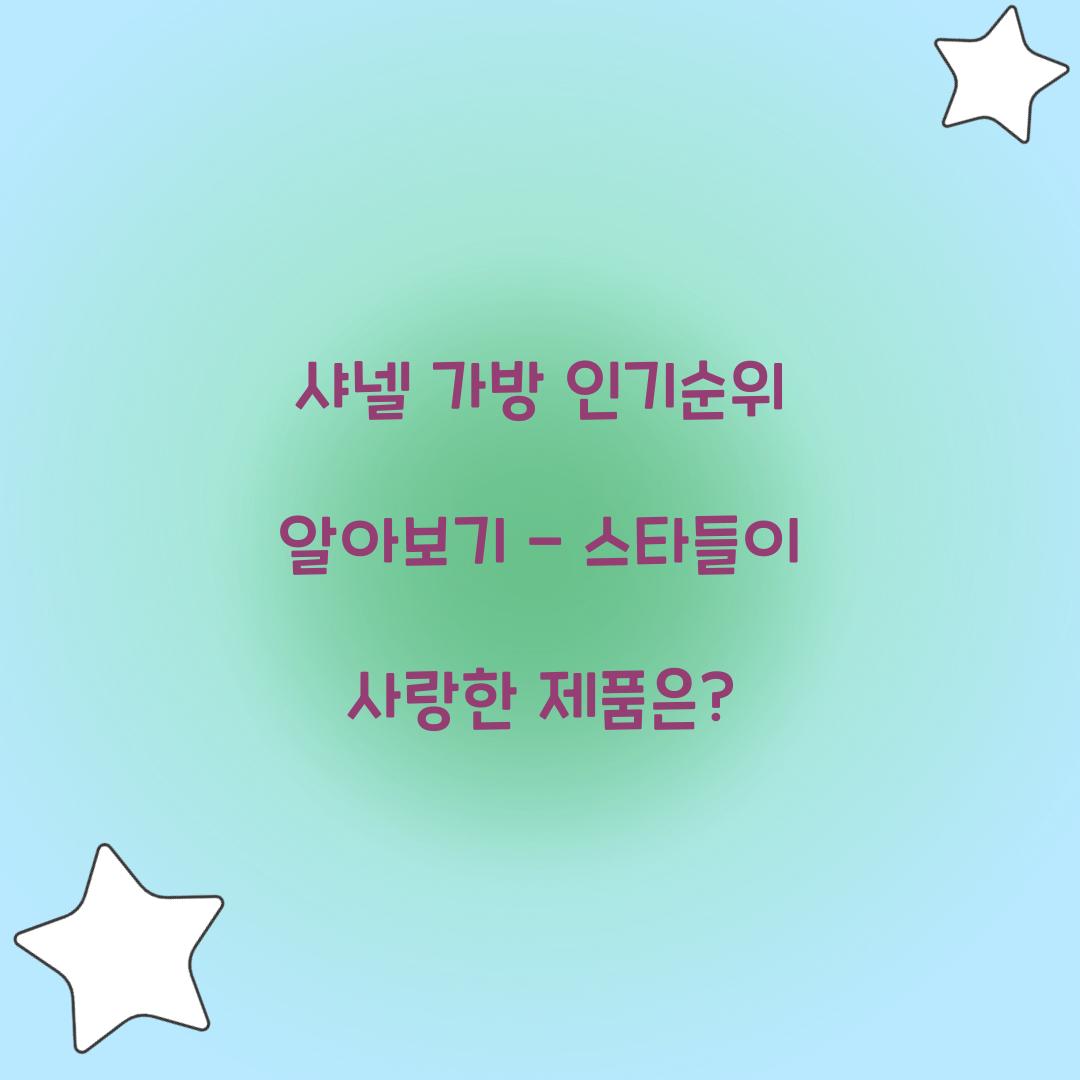 샤넬 가방 인기순위