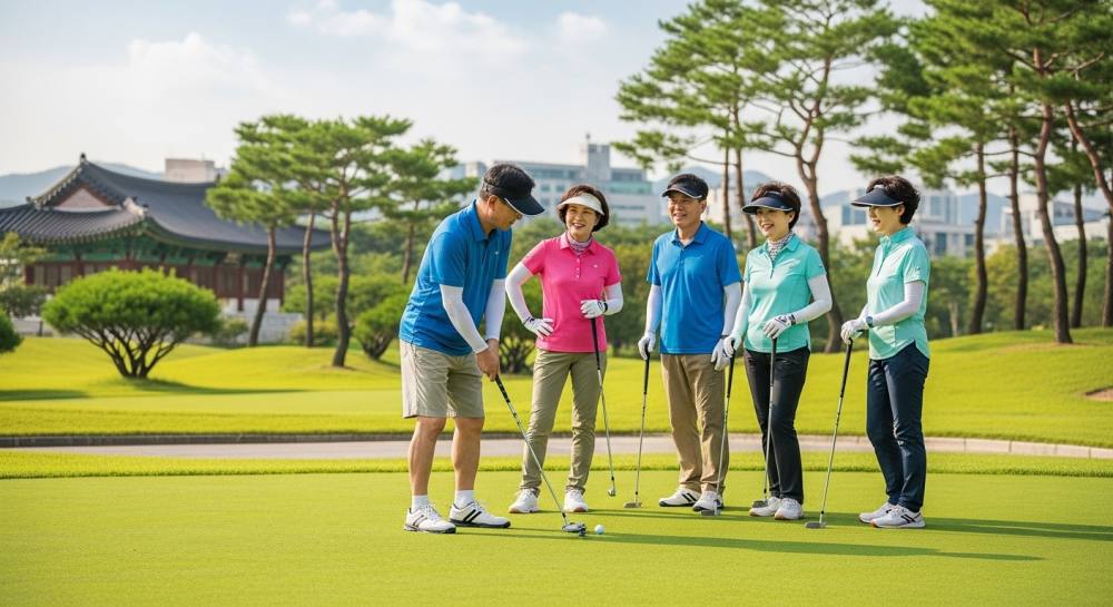 파크골프를 즐기는 중장년층 사진