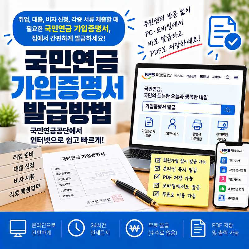 국민연금 가입증명서 발급방법