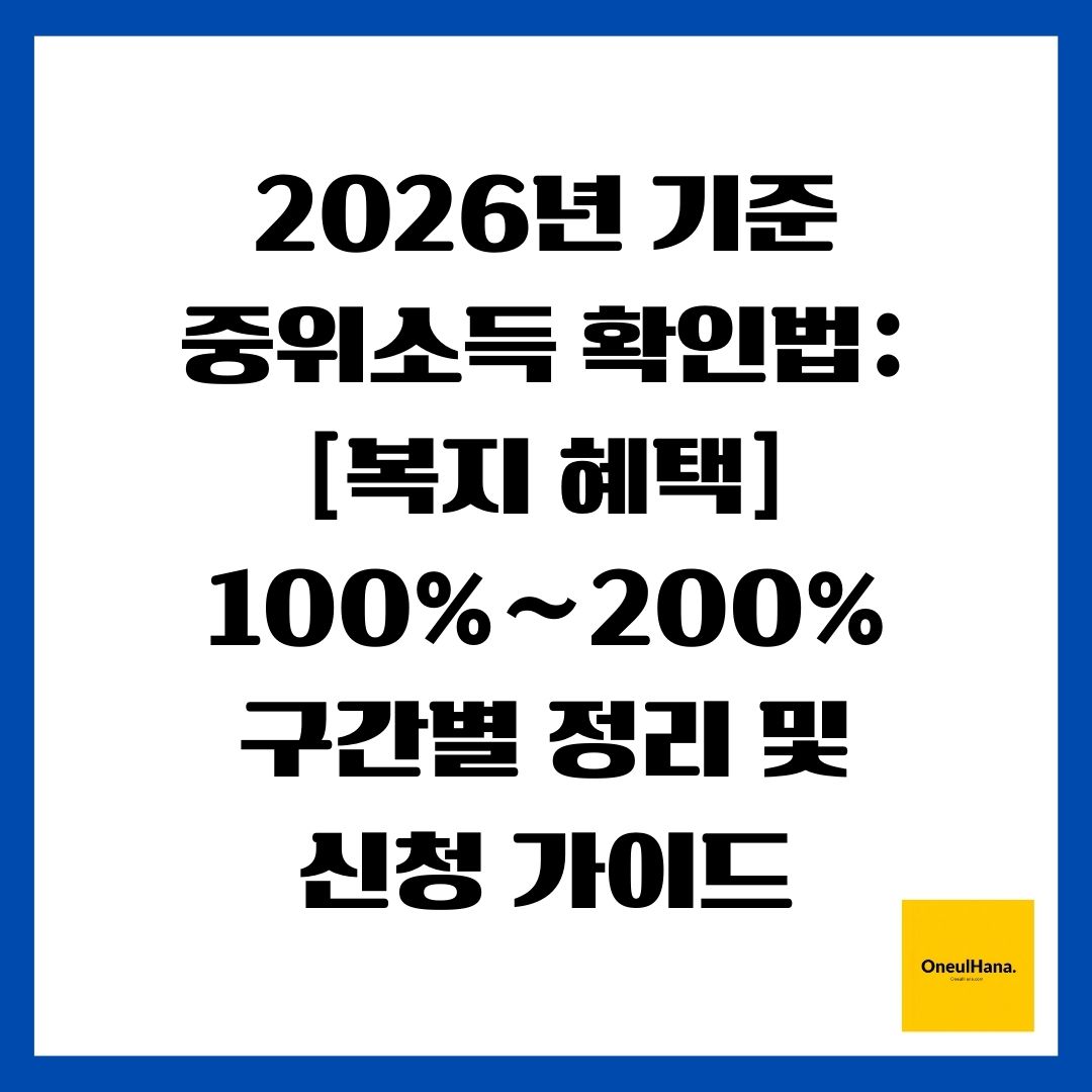 2026년 기준 중위소득 확인법 [복지 혜택] 100%~200% 구간별 정리 및 신청 가이드
