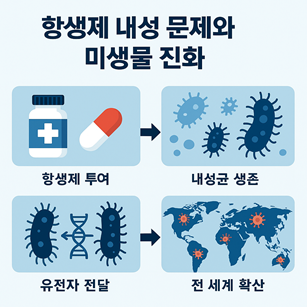 항생제 내성 문제와 미생물 진화 관련 사진