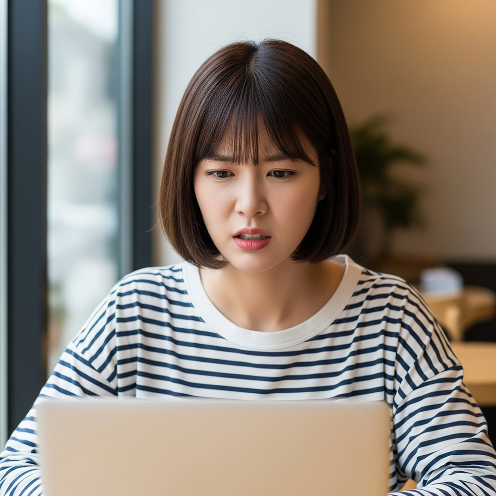 온라인 뉴스를 접한 여성