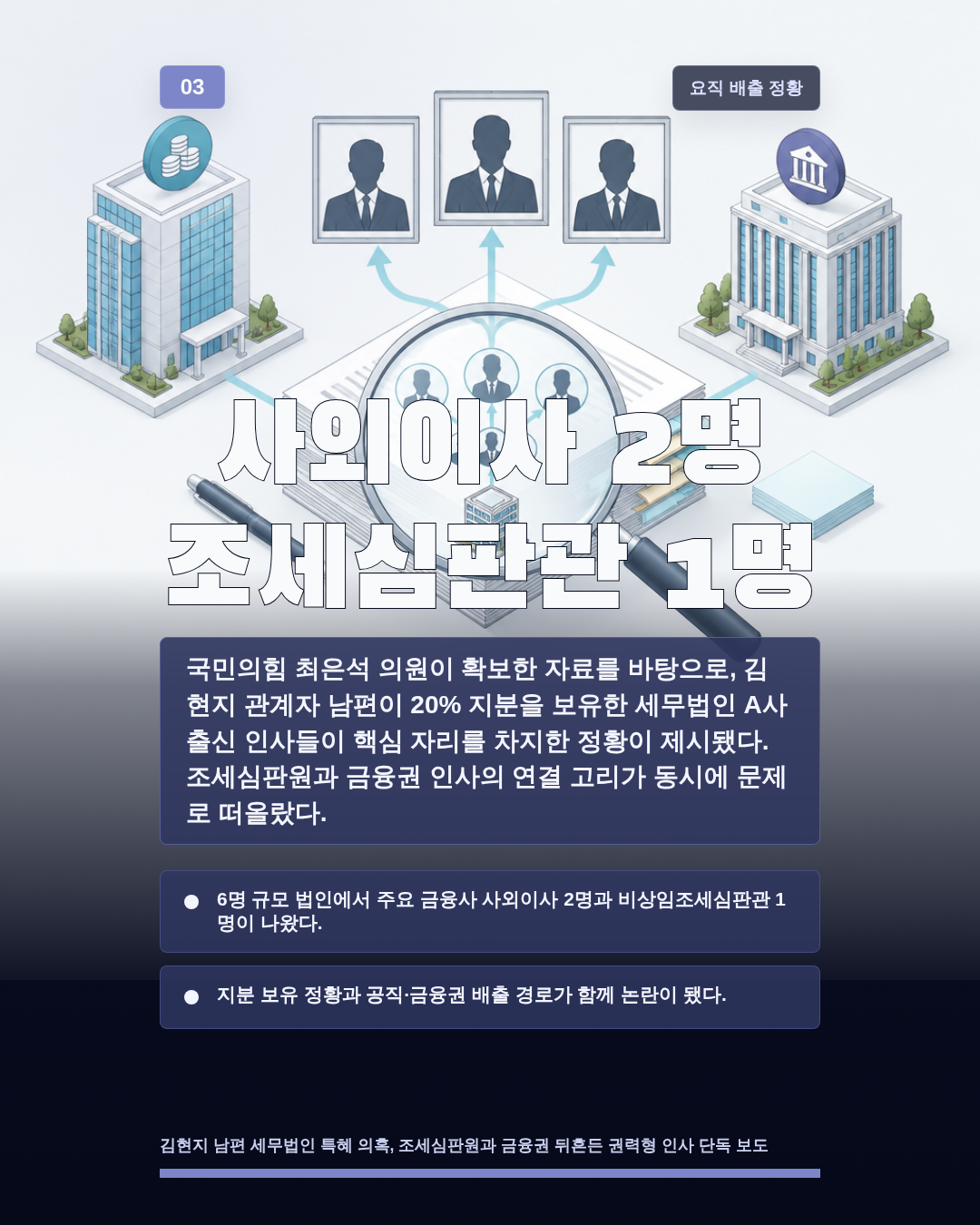 사외이사 2명 조세심판관 1명