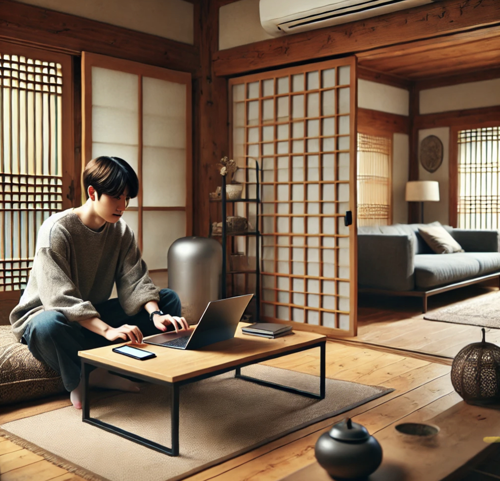 집에서 일하는 모습 사진