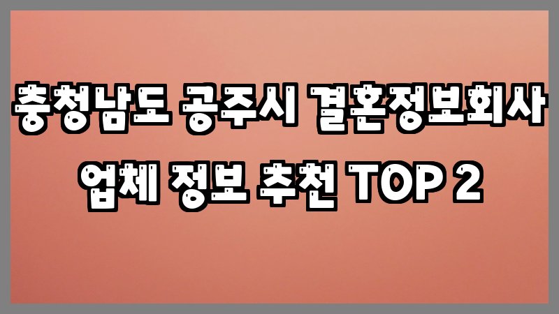 충청남도 공주시 결혼정보회사