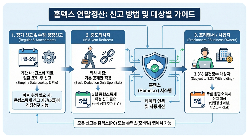 연말정산 간소화서비스에서 확인해야 할 항목들을 보여주는 이미지