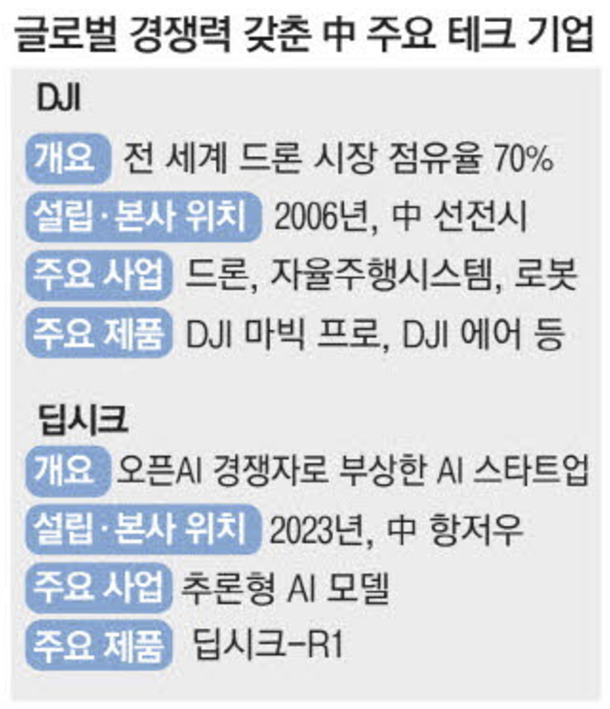 글로벌 경쟁력을 갖춘 중국 주요 테크 기업 (출처 : 매일경제)