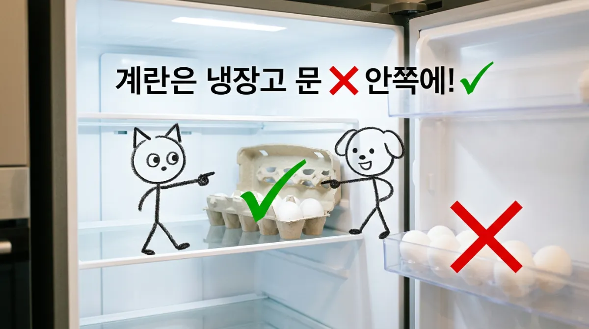 계란은 냉장고 문 보관 금지, 안쪽 선반에 보관 권장
