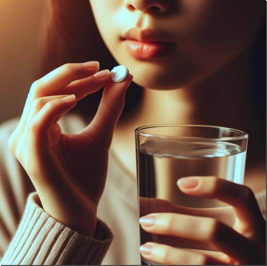 생리통으로 아스피린 복용하는 여성