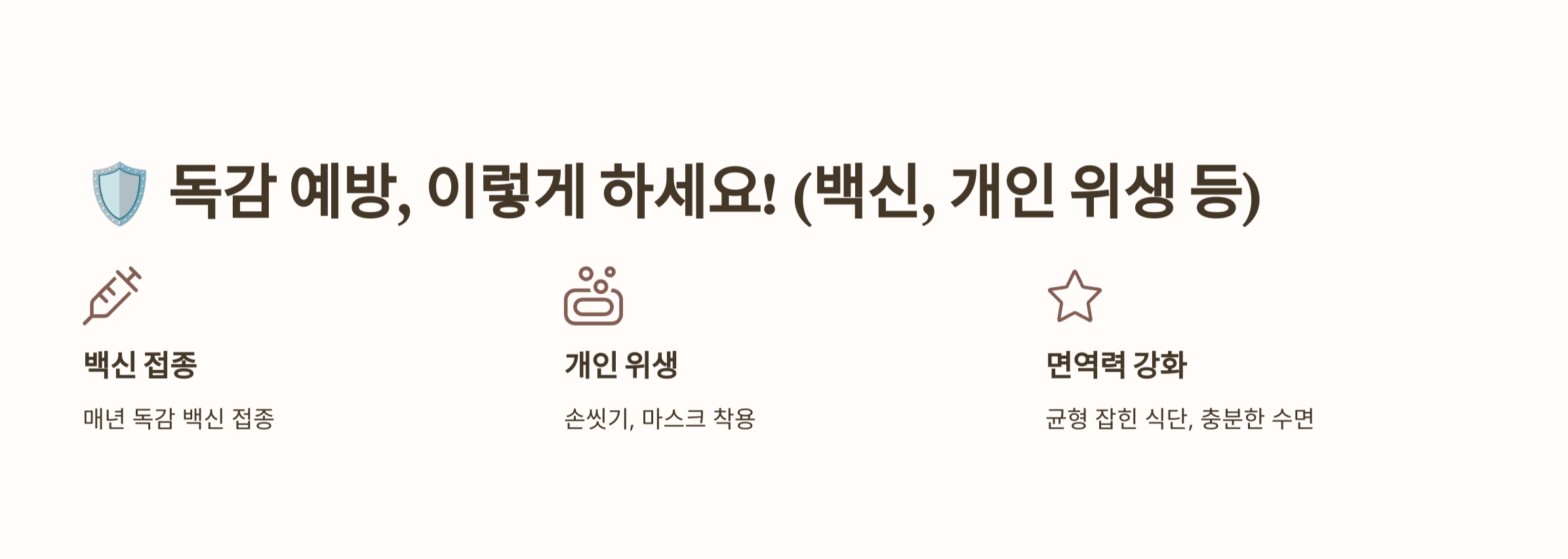 독감 예방 방법 요약 사진