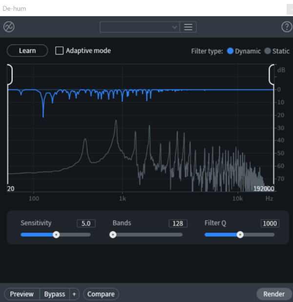 iZotope의 RX의 De-hum 모듈 및 플러그인