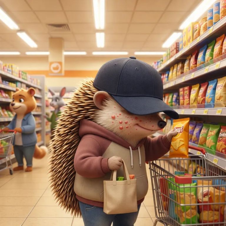 마트에서 마주친 친구 아들이 모자를 푹 눌러쓰고 장을 보고 있는 모습