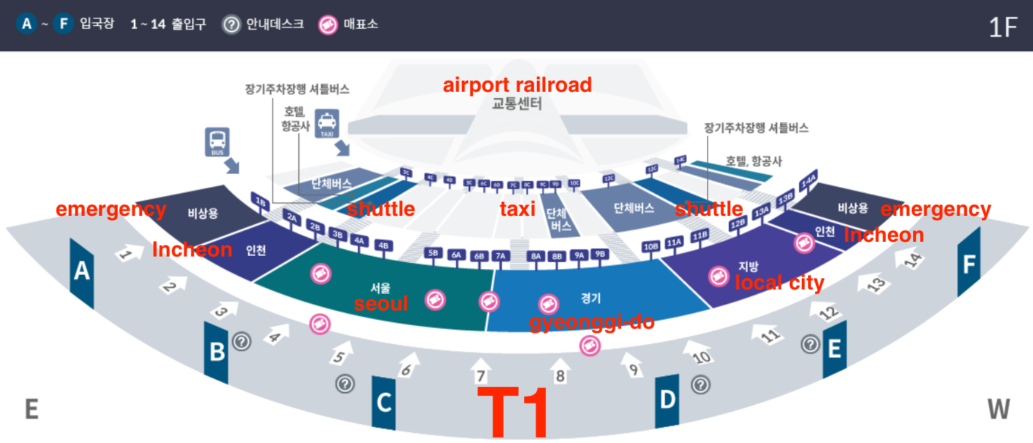 인천국제공항 제1여객터미널 도착층 1F