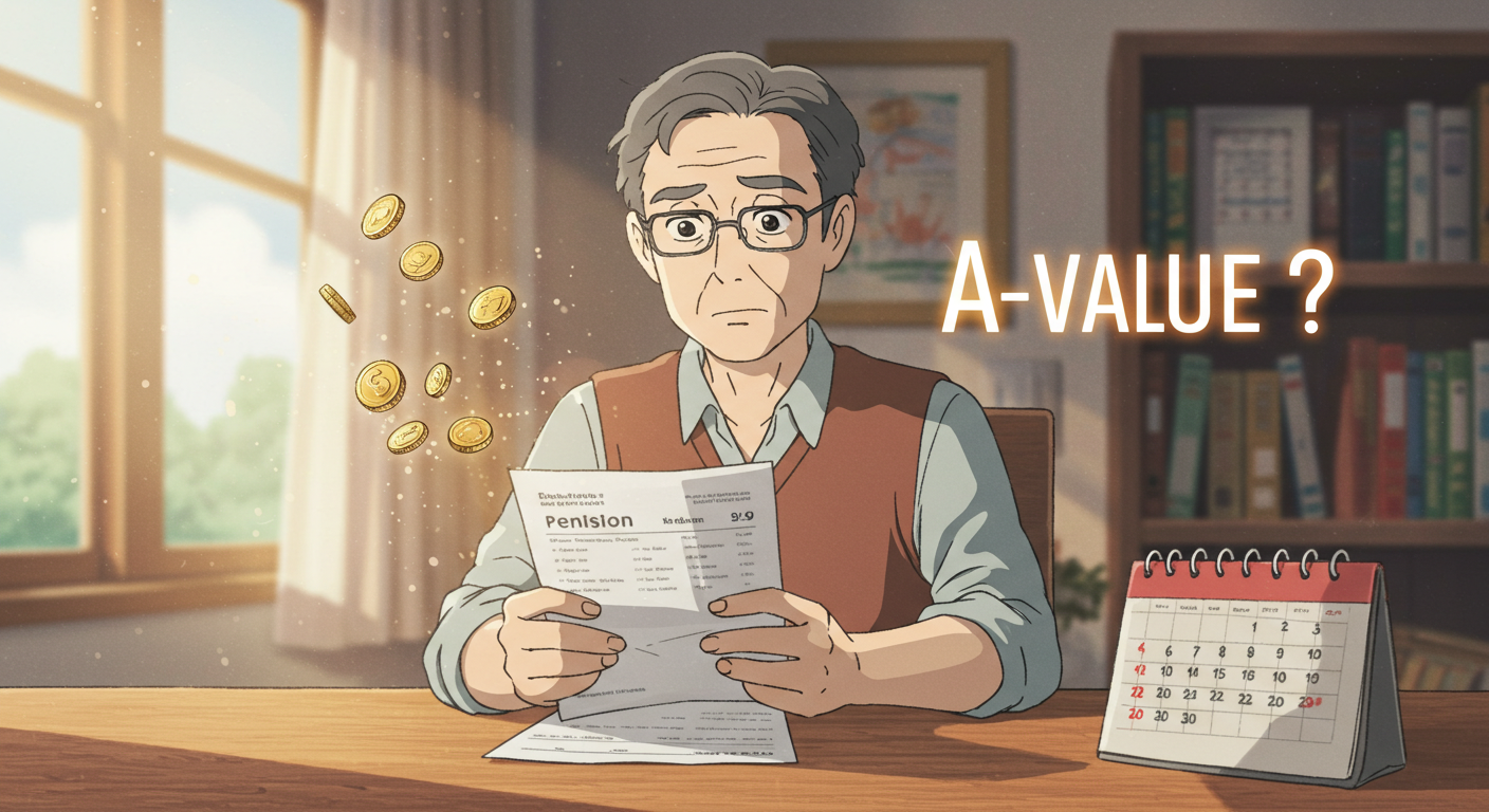 연금 감액 기준 A값을 확인하며 궁금해하는 수급자의 모습