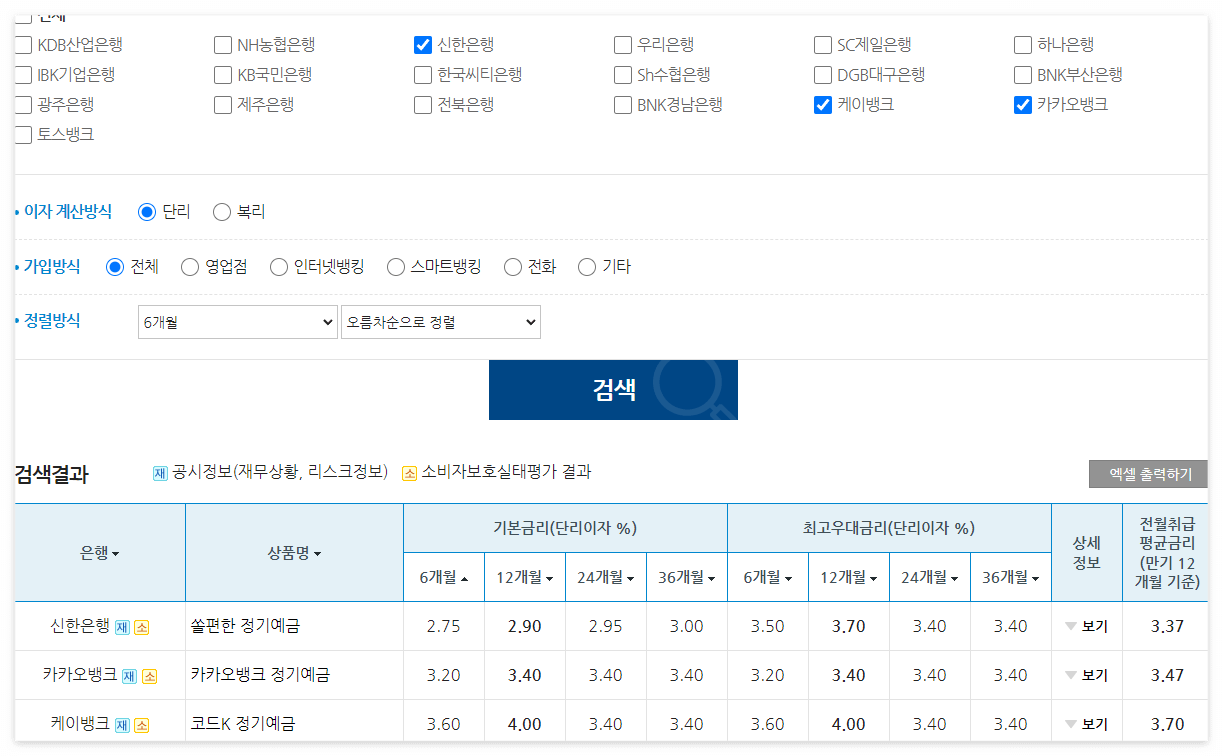 정기예금 금리비교