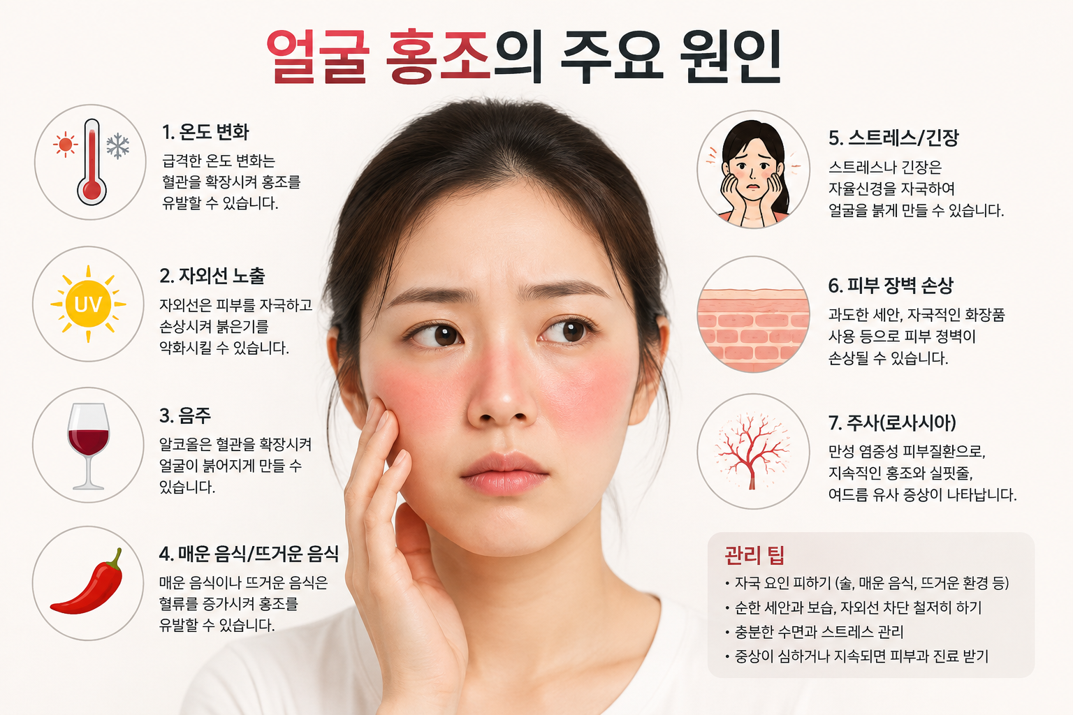 얼굴 홍조의 주요 원인