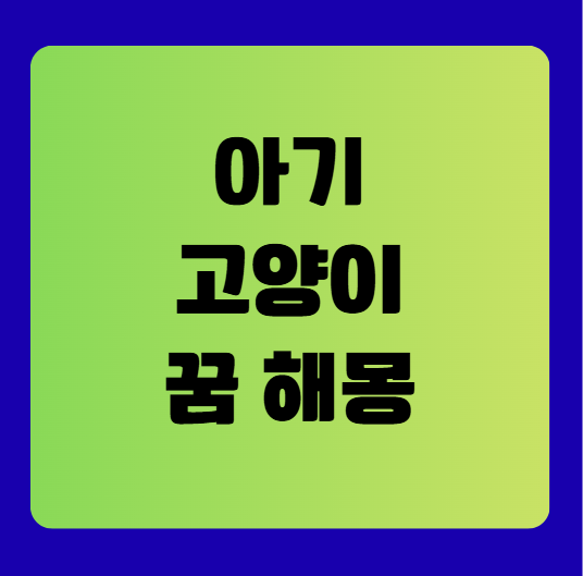 아기 고양이 꿈 해몽 풀이(고양이 꿈 해몽, 무료꿈해몽풀이)