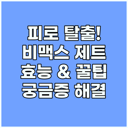 피로탈출! 비맥스제트 효능, 복용꿀팁..