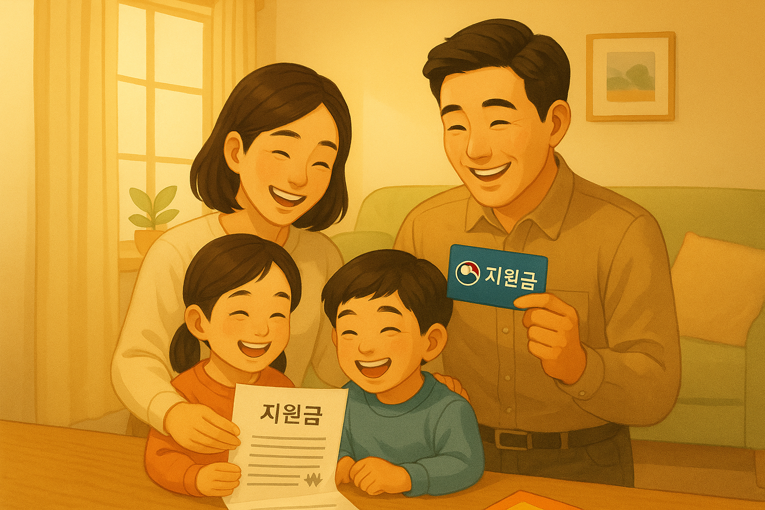 정부 지원금을 받는 한국 가정 모습