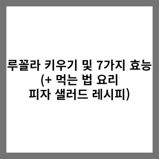 루꼴라 키우기 및 7가지 효능 (+ 먹는 법 요리 피자 샐러드 레시피)