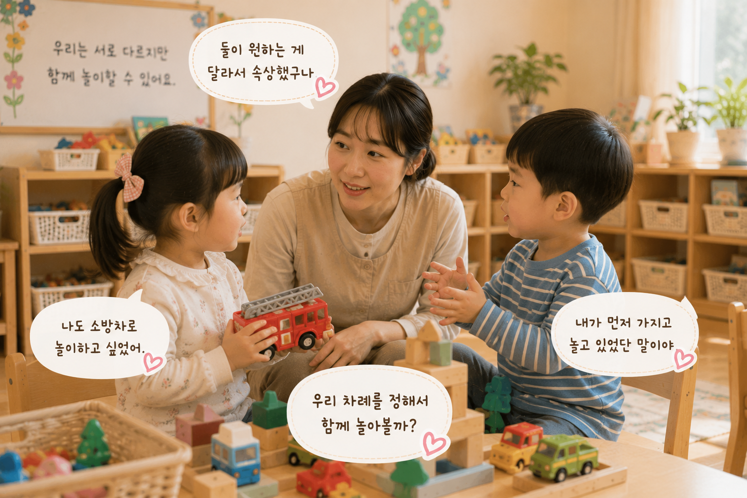 아이들 놀이 갈등 해결 중