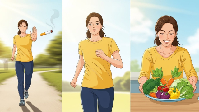 부비동암 후 금연 운동 식단 관리 일러스트