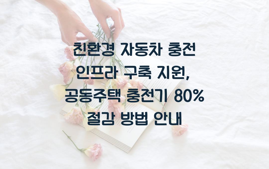 친환경 자동차 충전 인프라 구축 지원, 공동주택 충전기 설치비 80% 지원