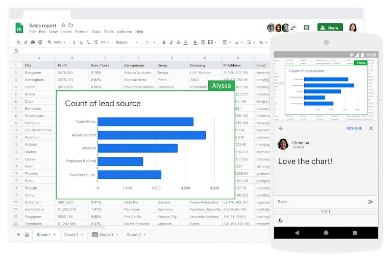 Google Sheets 홈페이지 참조