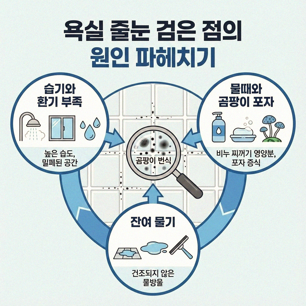 욕실 줄눈 검은 점 깨끗하게 없애고 다시 안 생기게 하는 비법