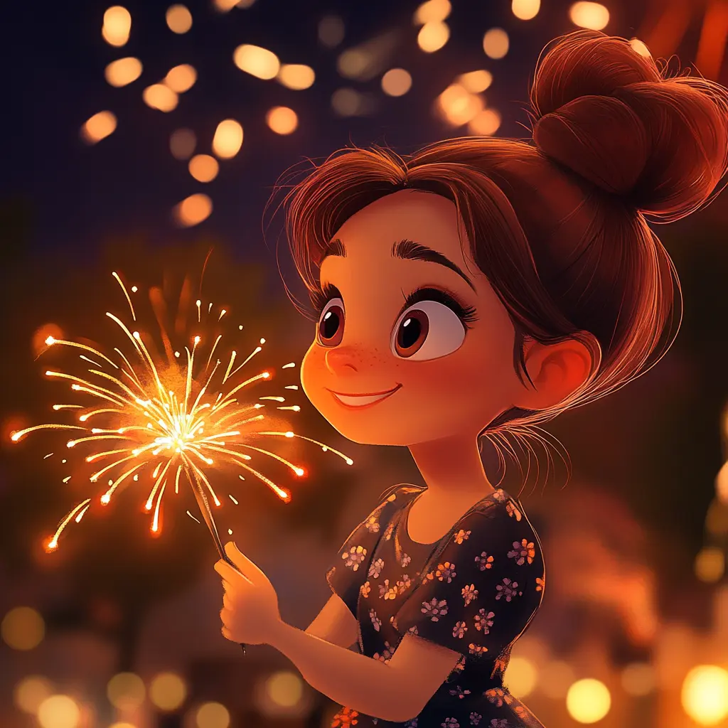 한강 빛섬축제에서 스파클라 들고있는 귀여운소녀