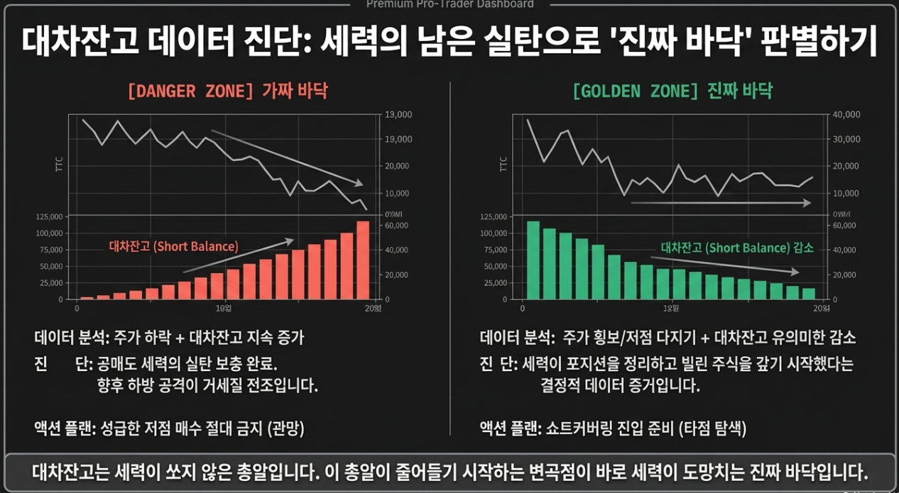 HTS 대차잔고 감소 추이 확인 및 공매도 세력 포지션 청산 바닥 신호 포착 로직