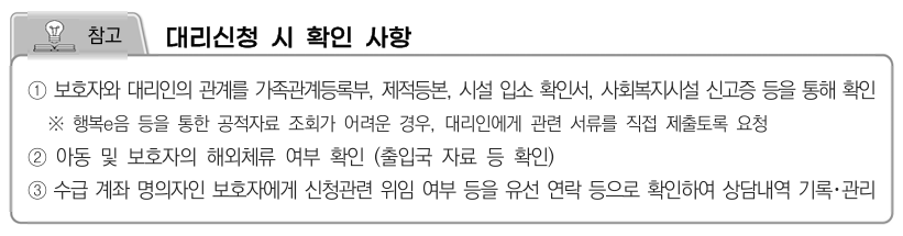 대리신청 시 확인 사항