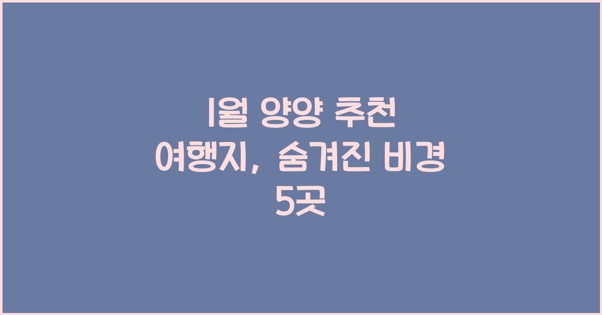 1월 양양 추천 여행지