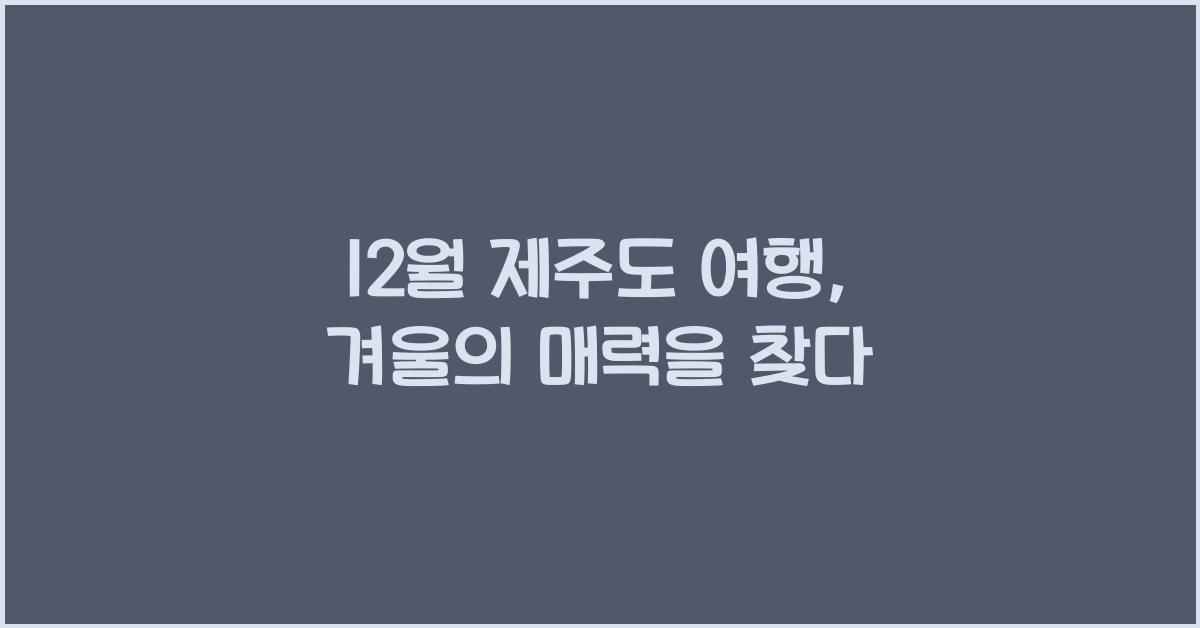 12월 제주도 여행