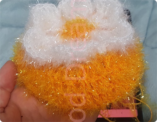 라인장식 꽃 호빵수세미