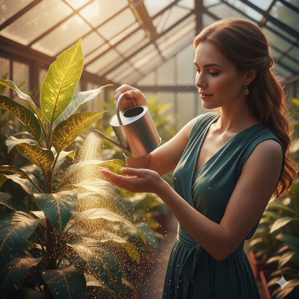 성장의 씨앗에 물을 주는 정원사