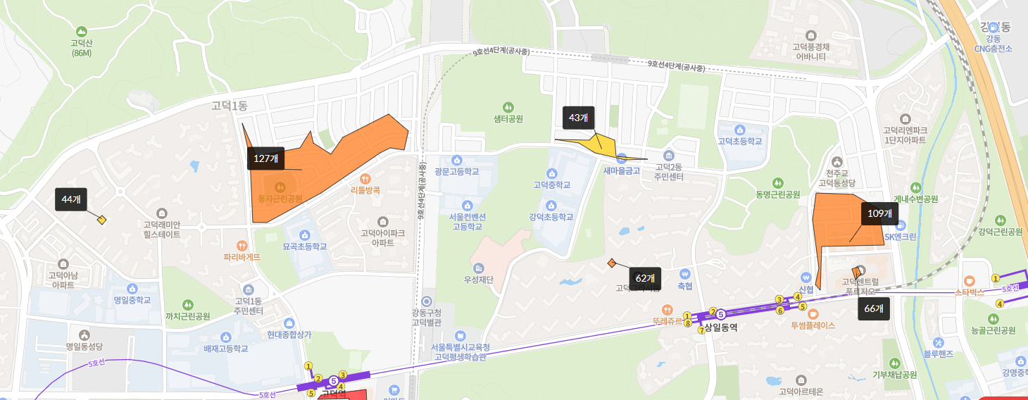 고덕동 상권 (클릭시 확대됩니다)