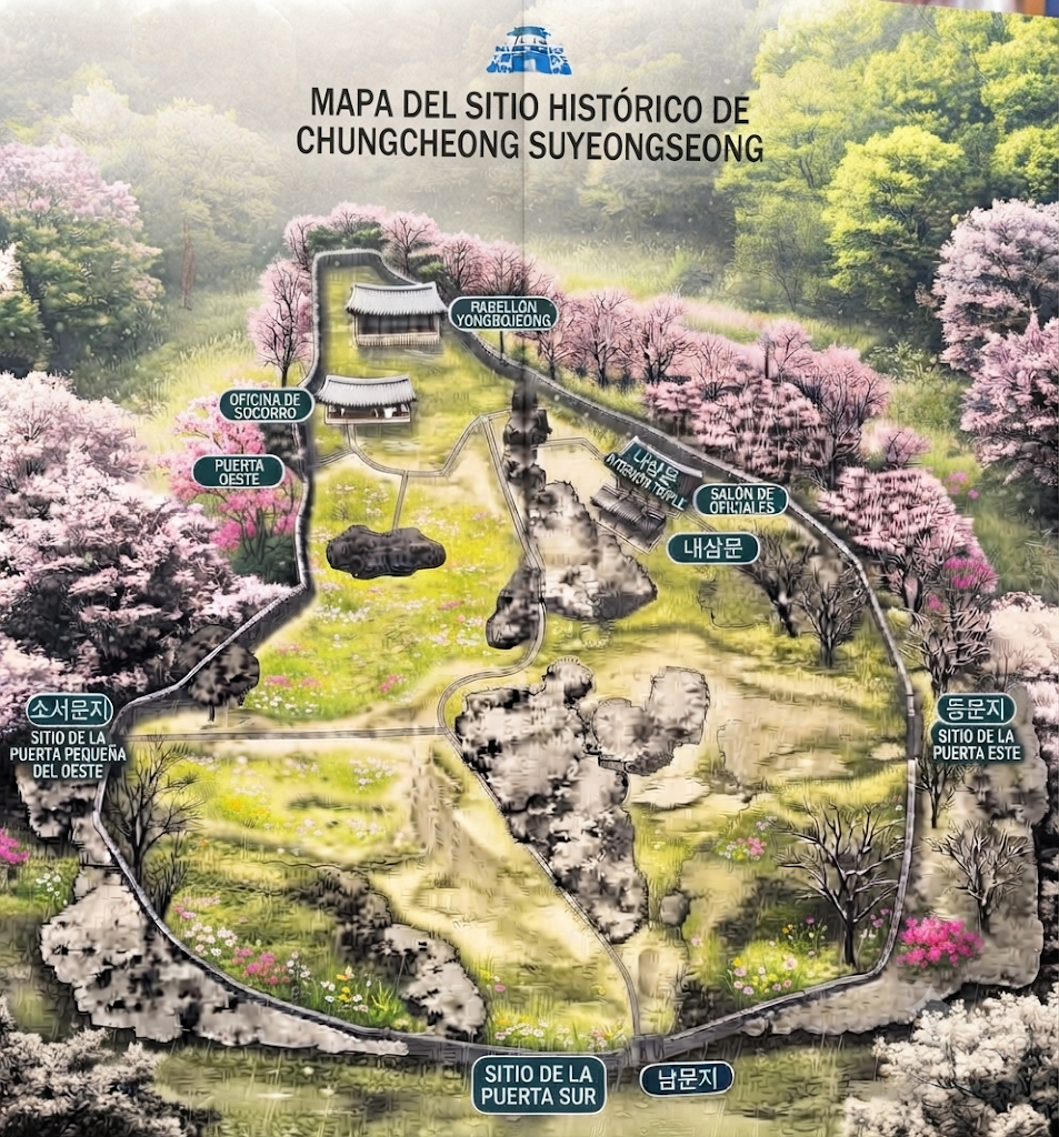Mapa Gu&iacute;a de la Fortaleza Suyeongseong de Chungcheong en Boryeong