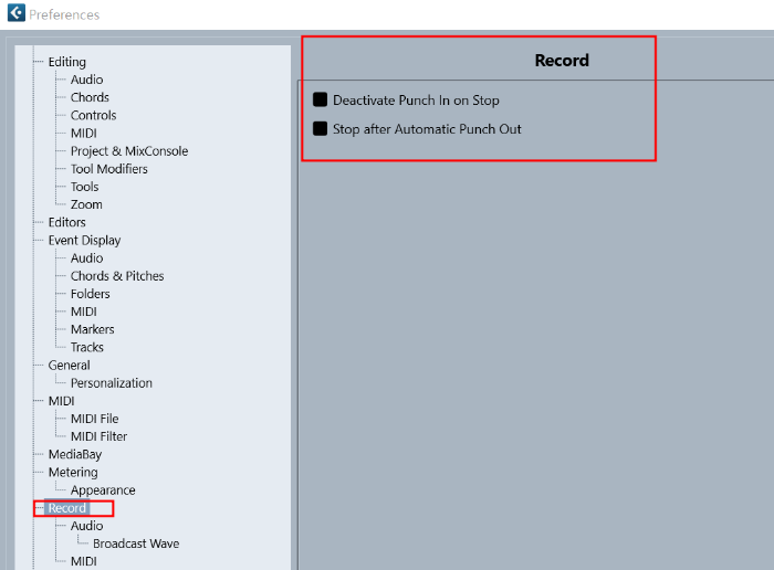 큐베이스 13 환경설정 중 Record