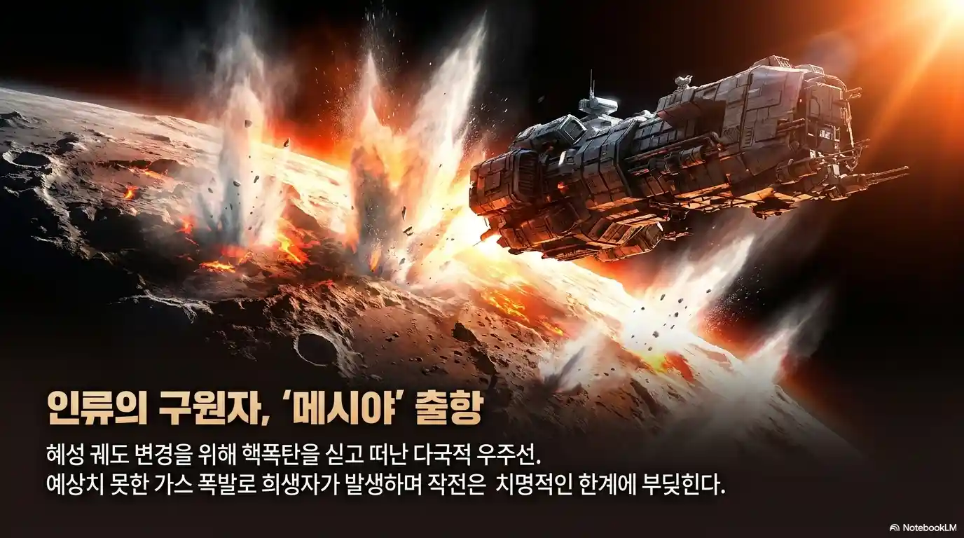 딥 임팩트 메시아 우주선 출항 작전 - 핵폭탄 탑재 혜성 궤도 변경 다국적 승무원