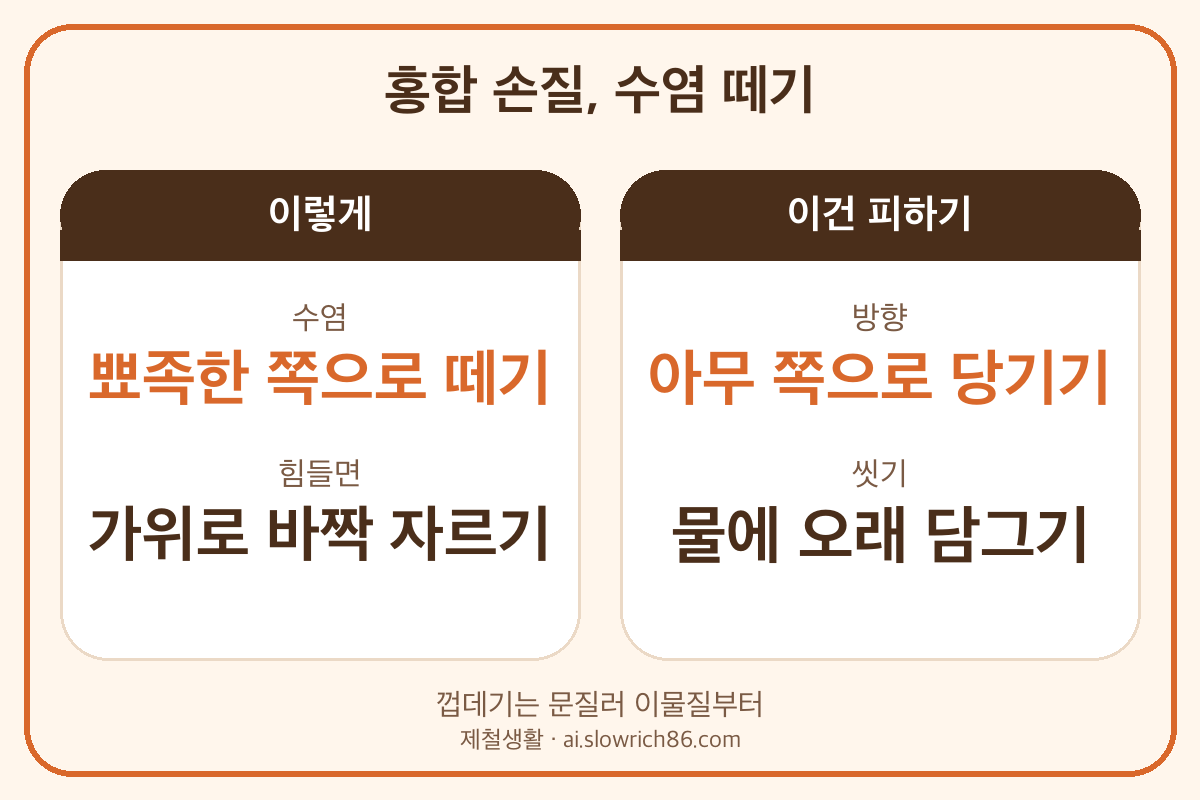 홍합 손질 검은 수염 족사 떼는 법 가위로 자르기
