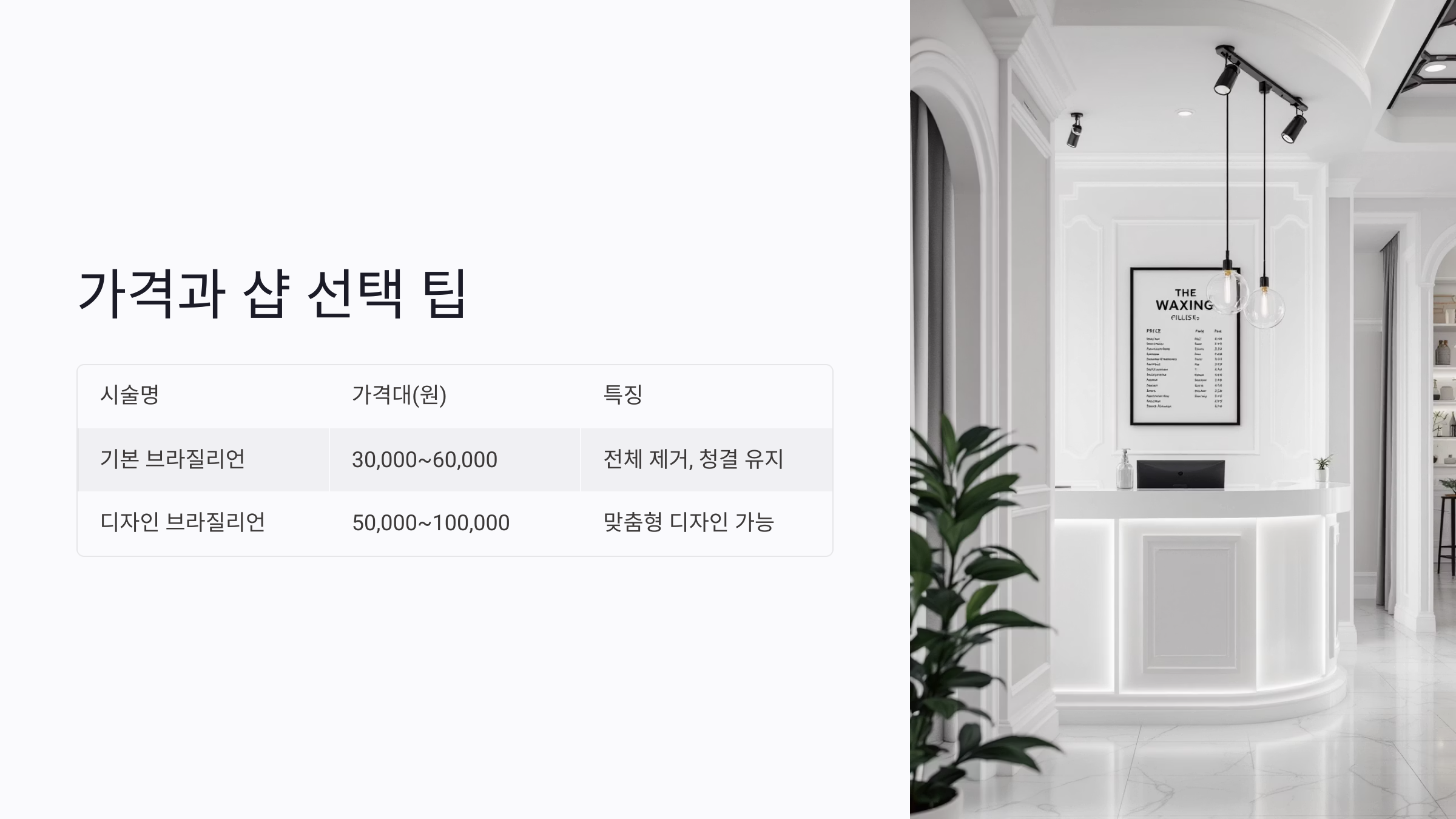 브라질리언 왁싱 가격과 샵 선택 팁