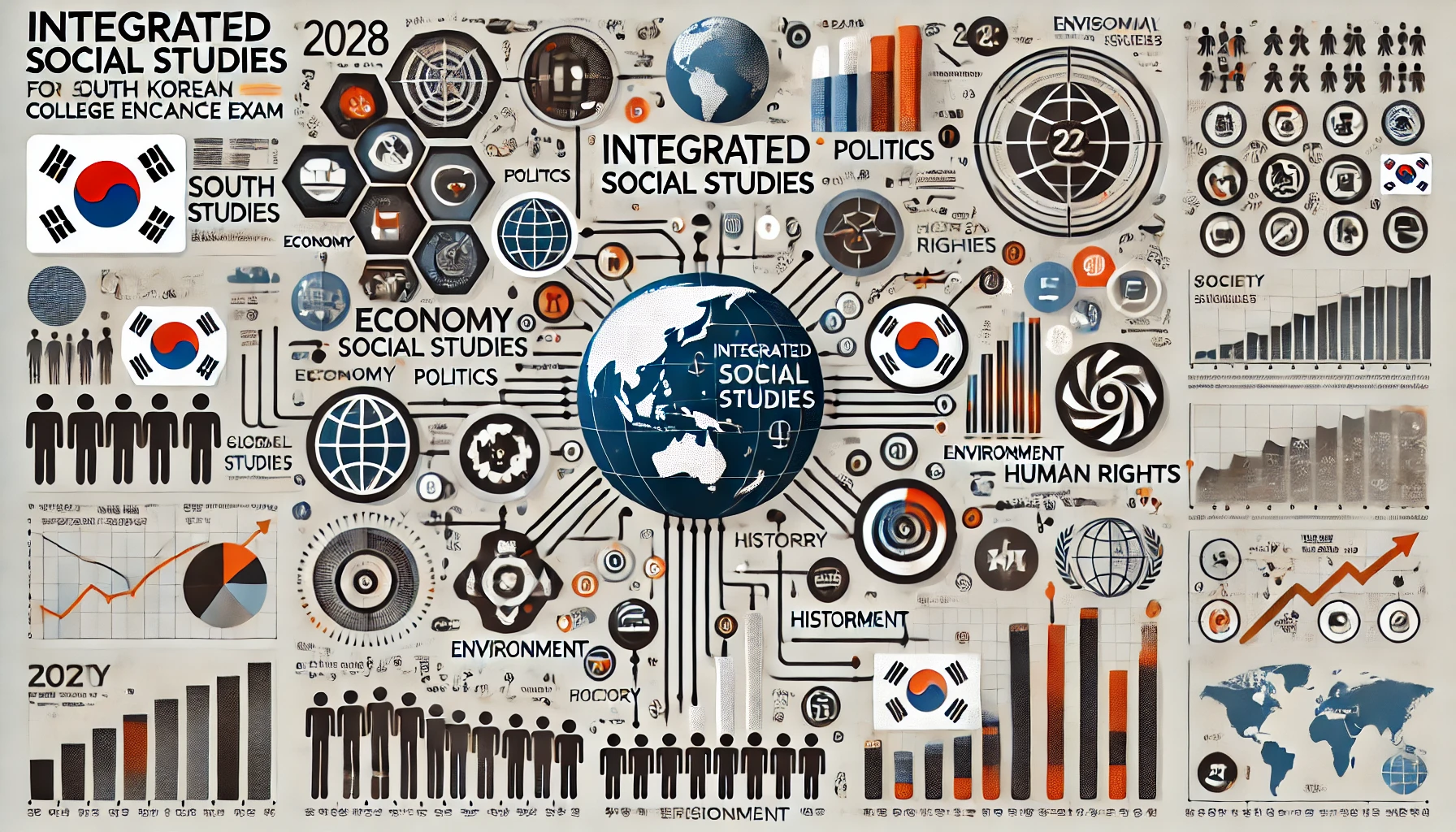 통합사회의 핵심 개념을 시각적으로 표현한 인포그래픽