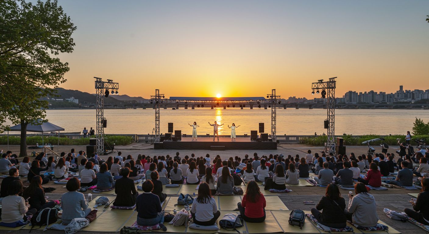 2025 한강페스티벌 야외 공연 모습, 시민들이 한강공원에서 공연을 관람하는 장면