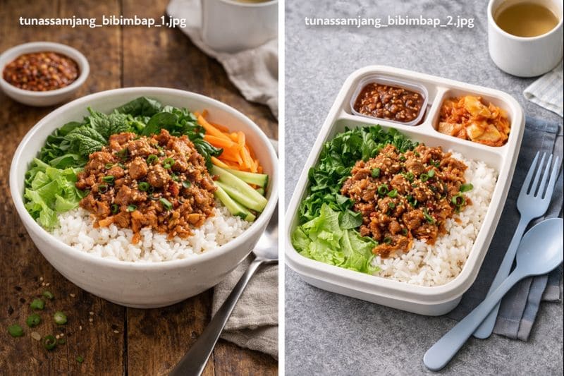 참치 쌈장 비빔밥 도시락