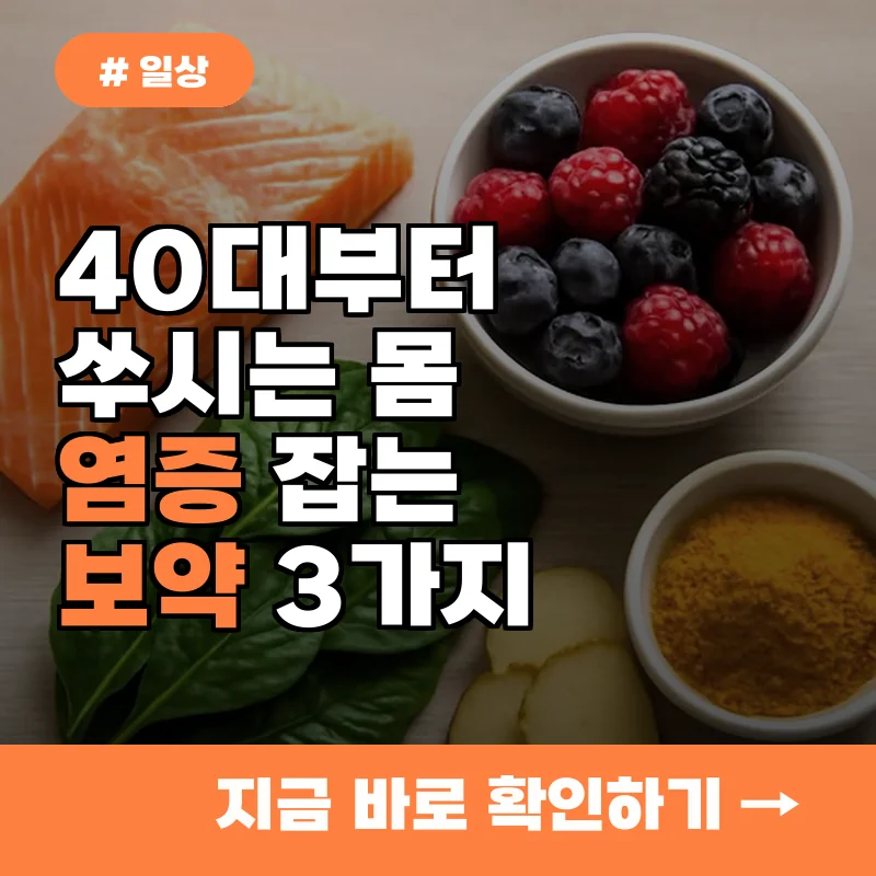 40대부터 온몸이 쑤셔요...염증 잡고 활력 되찾는 보약 3가지
